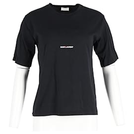 Saint Laurent-Saint Laurent Logo T-Shirt in Black Cotton -Black
