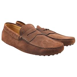 Tod's-City Gommino Leather Penny Loafers in Brown-Brown