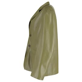 Autre Marque-The Frankie Shop Olympia Blazer in Olive Faux Leather-Green,Olive green