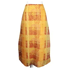 Kenzo-Orange & Yellow Animal Print Long Skirt-Yellow