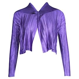 Pleats Please-Leuchtend lilafarbene, leicht plissierte Jacke-Lila