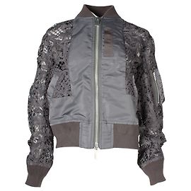 Sacai Graue Spitzen-Bomberjacke Grau