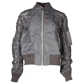 Sacai-Grey Lace Bomber Jacket-Grey