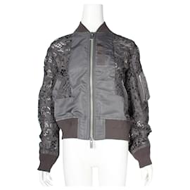 Sacai-Grey Lace Bomber Jacket-Grey