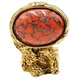Yves Saint Laurent-Coral Arty Ring in Gold Color-Orange,Coral