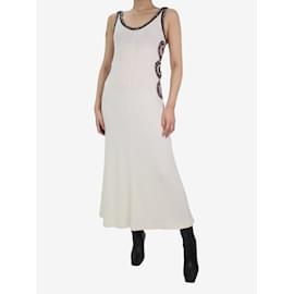 Chloé-Vestido maxi creme com detalhe lateral em crochê - tamanho M-Cru