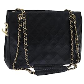 Chanel-CHANEL Chain Shoulder Bag Leather Black CC Auth bs7958-Black