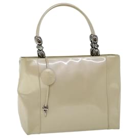 Christian Dior-Christian Dior Maris Pearl Hand Bag Patent leather Beige MA-0949 Auth bs7947-Beige