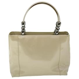 Christian Dior-Christian Dior Maris Pearl Hand Bag Patent leather Beige MA-0949 Auth bs7947-Beige