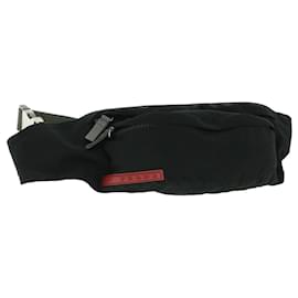 Prada-PRADA Sports Waist Bag Nylon Black Red Auth ki3352-Black,Red