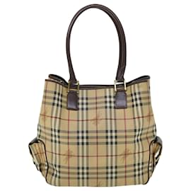 Burberry-BURBERRY Nova Check Tote Bag PVC Leather Beige Brown Auth 52765-Brown,Beige
