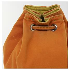 Hermès-HERMES Drawstring Bag Pouch Canvas Orange Auth bs7780-Orange