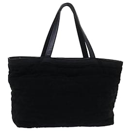 Chanel-CHANEL Tote Bag Pile Black CC Auth bs7963-Black