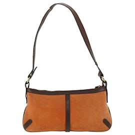 Burberry-BURBERRY Shoulder Bag Suede Leather Orange Brown Auth 52788-Brown,Orange