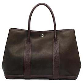 Hermès-HERMES Amazonia Garden Party PM Tote Bag Toile Enduite Marron Auth bs7979-Marron