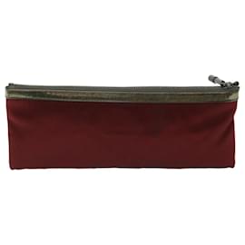 Burberry-BURBERRY Clutch Bag Satin Red Auth bs8238-Red