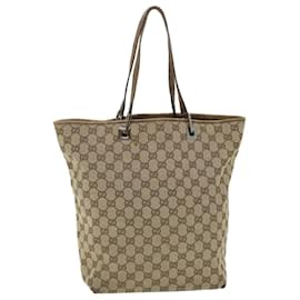 Gucci-GUCCI GG Canvas Einkaufstasche Beige Braun Auth 52754-Braun,Beige