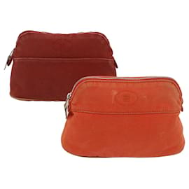 Hermès-HERMES Tasche Leinwand 2Setze Rot Orange Auth bs8117-Rot,Orange