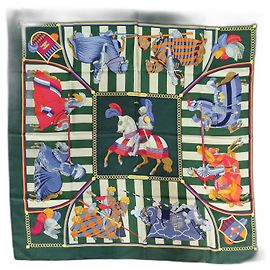 Sciarpa Hermès Choc en plumes seta verde scuro Verde scuro