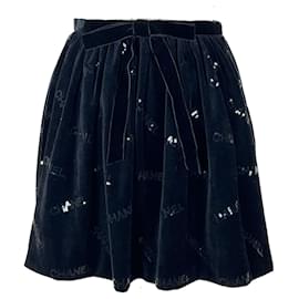 Chanel-NUEVO 2023 Falda de terciopelo con logo-Negro