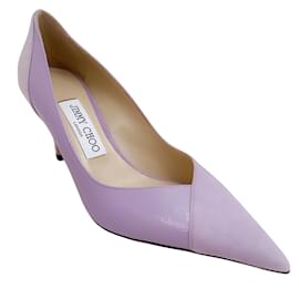 Jimmy Choo-Camurça de glicínias Jimmy Choo / Cassete de couro envernizado 75 Bombas-Roxo