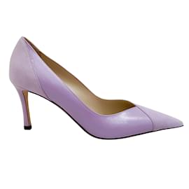 Jimmy Choo-Jimmy Choo Wisteria Suede / Patent Leather Cass 75 Pumps-Purple