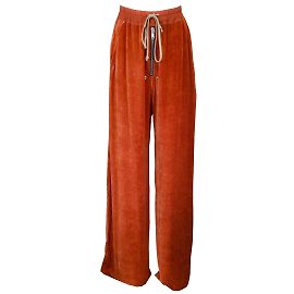 Rick OwensOrange 2022 Pantalon large à cordon de serrage en velours Orange