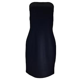 Michael Kors-Michael Kors Black Strapless Wool Dress-Black