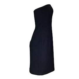Michael Kors-Michael Kors Black Strapless Wool Dress-Black