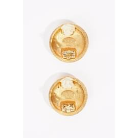 Chanel-Chanel Round Logo Earrings Gold Gold Plated-Golden