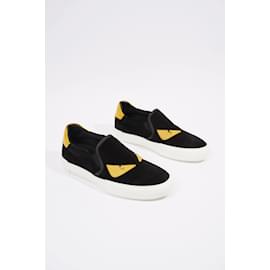 Fendi-Fendi Monster Eye Black / Yellow Suede EU 38 Uk 5-Black