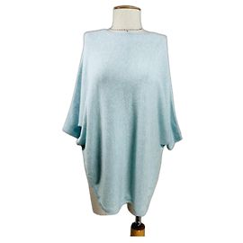 Autre Marque Kinross Kaschmir Poncho Pullover Blau Blau
