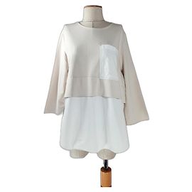Top de algodão Cos branco bege multicolorido Branco Multicor Bege