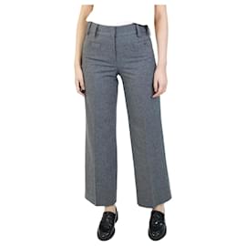 Chanel-Pantaloni grigi in lana a gamba larga - taglia FR 38-Grigio