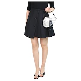 Christian Dior-Black pleated wool mini skirt - size UK 10-Black