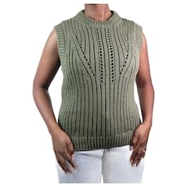 Autre Marque-Olive green cable knit jumper vest - size M-Other