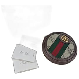 Gucci-Gucci Ophidia round shoulder coin purse.-Light brown,Dark brown