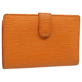 Louis Vuitton-LOUIS VUITTON Epi Porte Monnaie Billets Viennois Mandarin M6324H LV Auth 52896-Orange,Gris