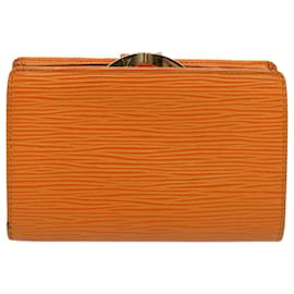 Louis Vuitton-LOUIS VUITTON Epi Porte Monnaie Billets Viennois Mandarin M6324H LV Auth 52896-Orange,Gris