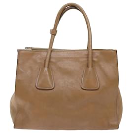 Prada-PRADA Hand Bag Leather 2way Brown Auth bs7831-Brown