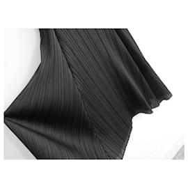 Pleats Please-Issey Miyake Pleats Please Flared Panelled Black Dress-Black