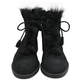 Stivaletti stringati foderati in shearling Pedro Garcia Nero