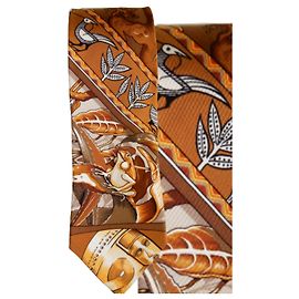 Corbata Hermès de seda marrón Au Son du Tam Tam Castaño