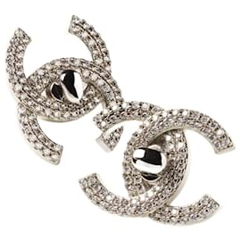 Chanel-CHANEL iconic Turn-Lock Stud Earrings-Silvery