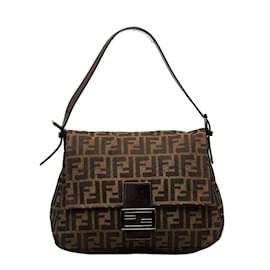 Fendi-Zucca Canvas Mamma Forever Flap Bag 26325-Brown