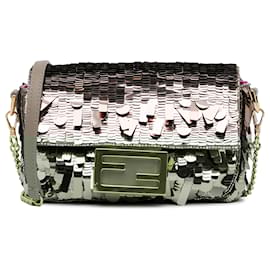 Fendi-Fendi Gold Nano Sex and the City Sequin Baguette-Golden