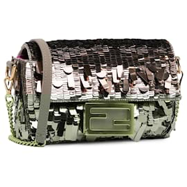 Fendi-Fendi Gold Nano Sex and the City Sequin Baguette-Golden