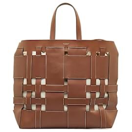 Burberry-Burberry Brown Foster Woven Leather Tote-Brown