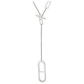 Hermès COLLAR HERMES EVER ANCLA SAUTOIR DE CADENA 80cm plata 925 33COLLAR GR PLATA Plata