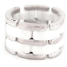 Chanel-CHANEL RING ULTRA GM SIZE 51 in white gold 18K AND CERAMIC GOLDEN RING-Silvery